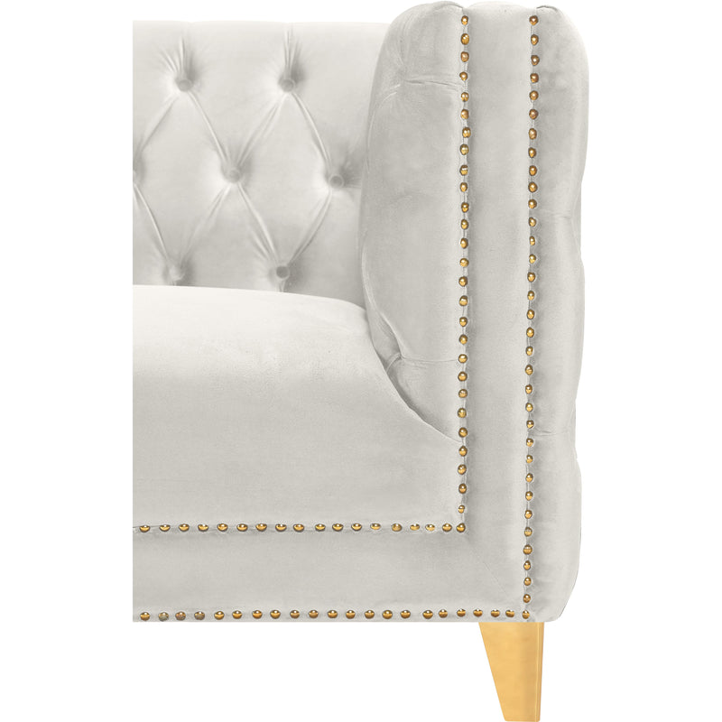 Meridian Michelle Cream Velvet Sofa IMAGE 3