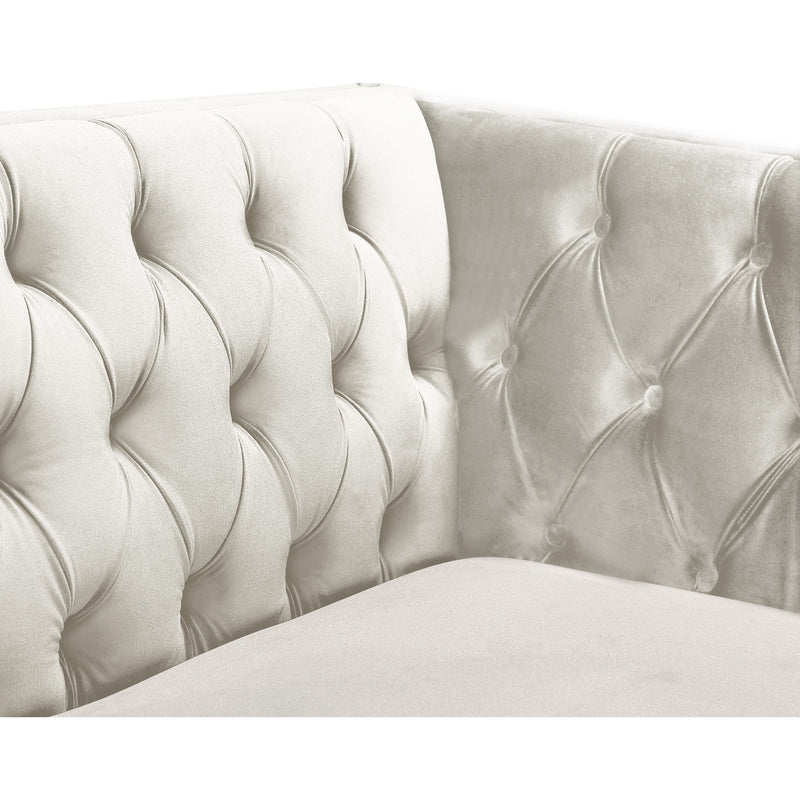 Meridian Michelle Cream Velvet Sofa IMAGE 6