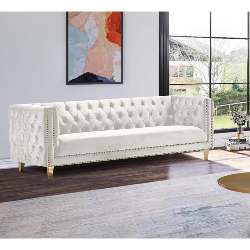 Meridian Michelle Cream Velvet Sofa IMAGE 7