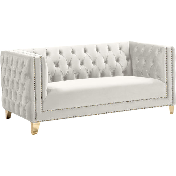 Meridian Michelle Cream Velvet Loveseat IMAGE 1