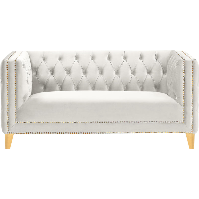 Meridian Michelle Cream Velvet Loveseat IMAGE 2