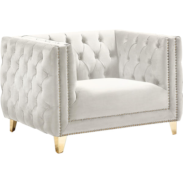 Meridian Michelle Cream Velvet Chair IMAGE 1