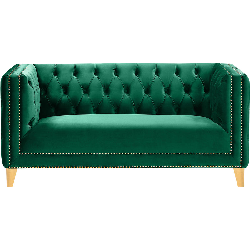 Meridian Michelle Green Velvet Loveseat IMAGE 2