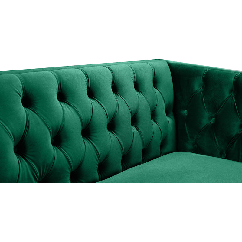 Meridian Michelle Green Velvet Loveseat IMAGE 6