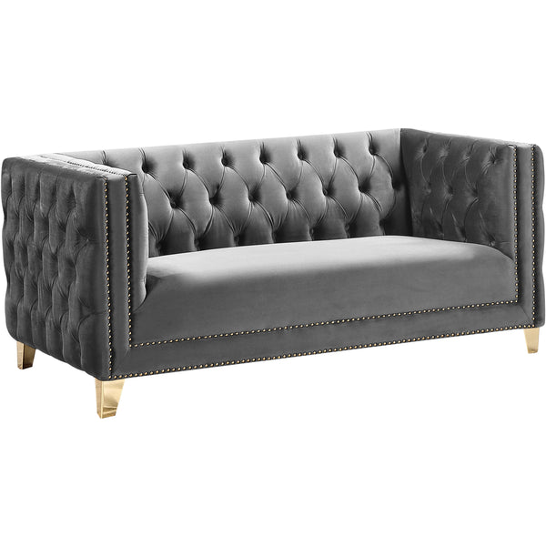 Meridian Michelle Grey Velvet Loveseat IMAGE 1