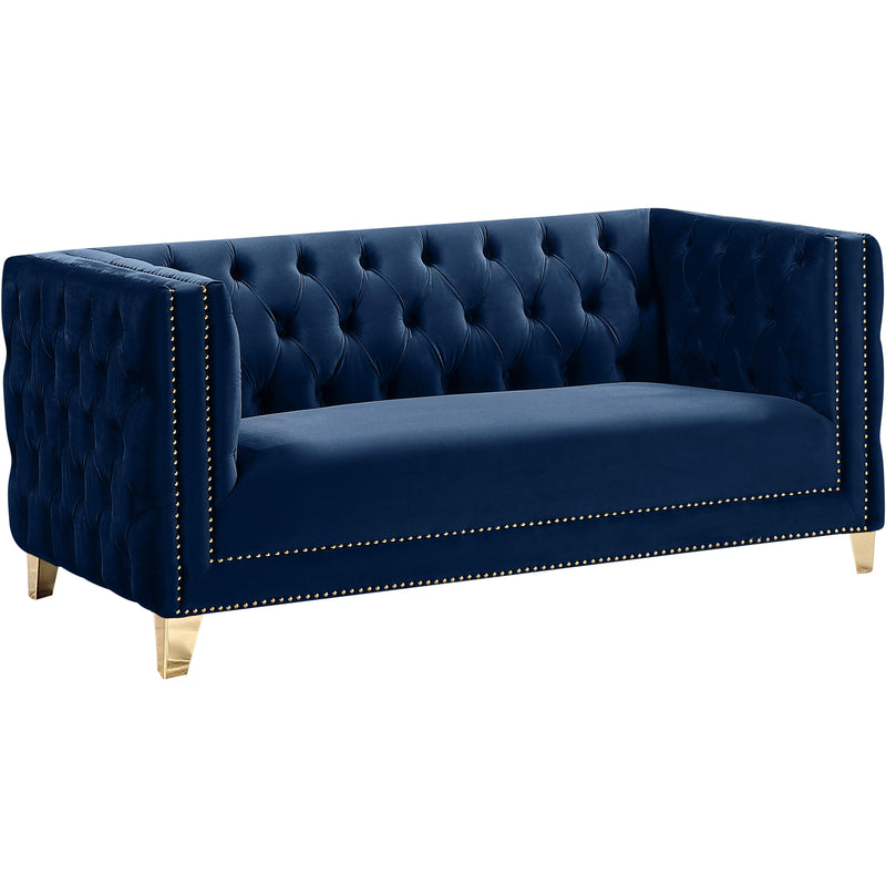 Meridian Michelle Navy Velvet Loveseat IMAGE 1