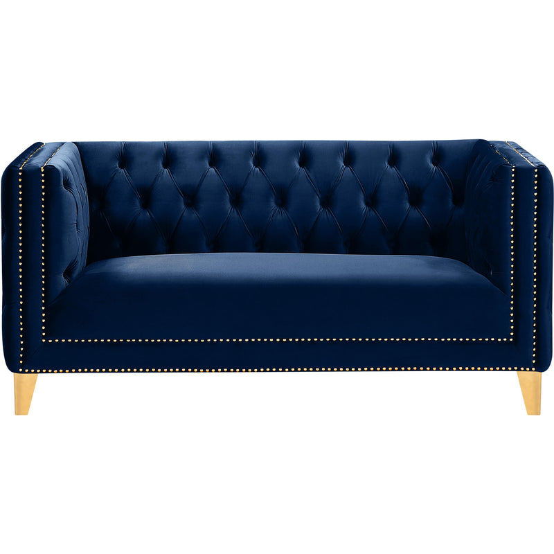 Meridian Michelle Navy Velvet Loveseat IMAGE 2