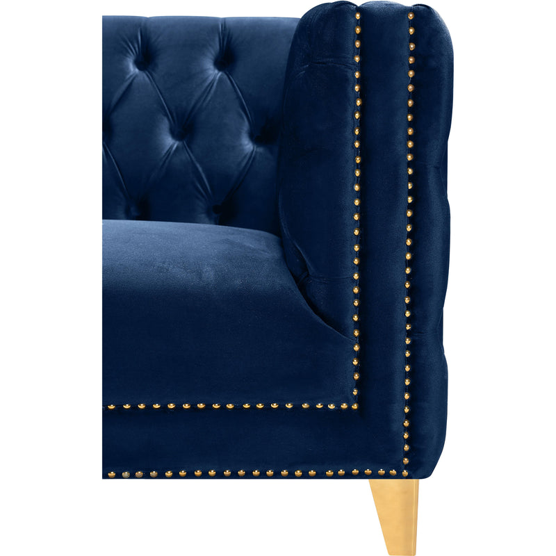 Meridian Michelle Navy Velvet Loveseat IMAGE 3