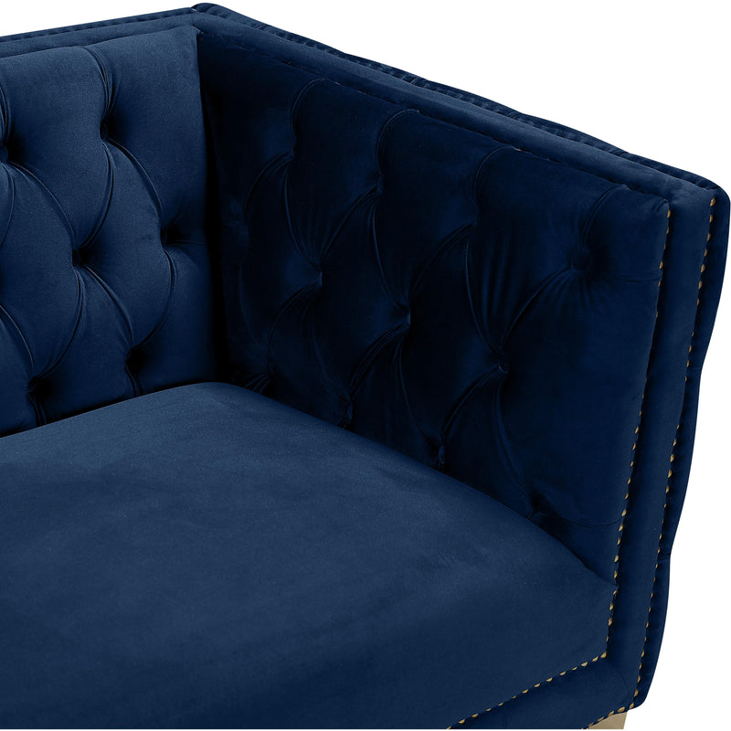 Meridian Michelle Navy Velvet Loveseat IMAGE 5