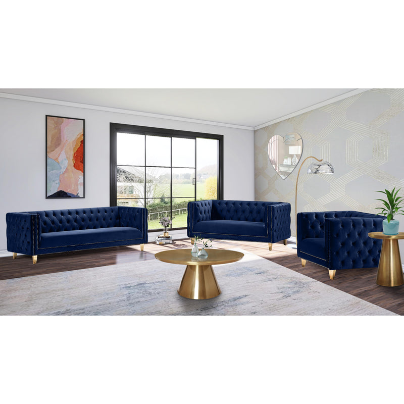 Meridian Michelle Navy Velvet Loveseat IMAGE 8