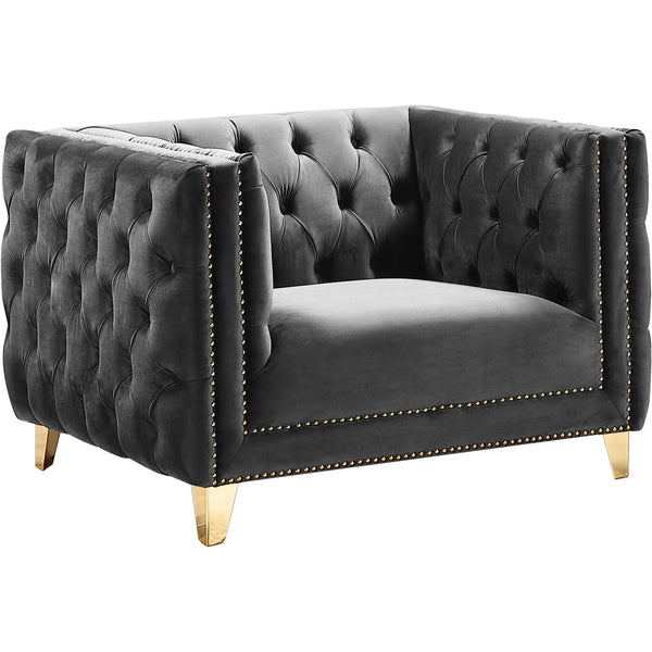 Meridian Michelle Grey Velvet Chair IMAGE 1