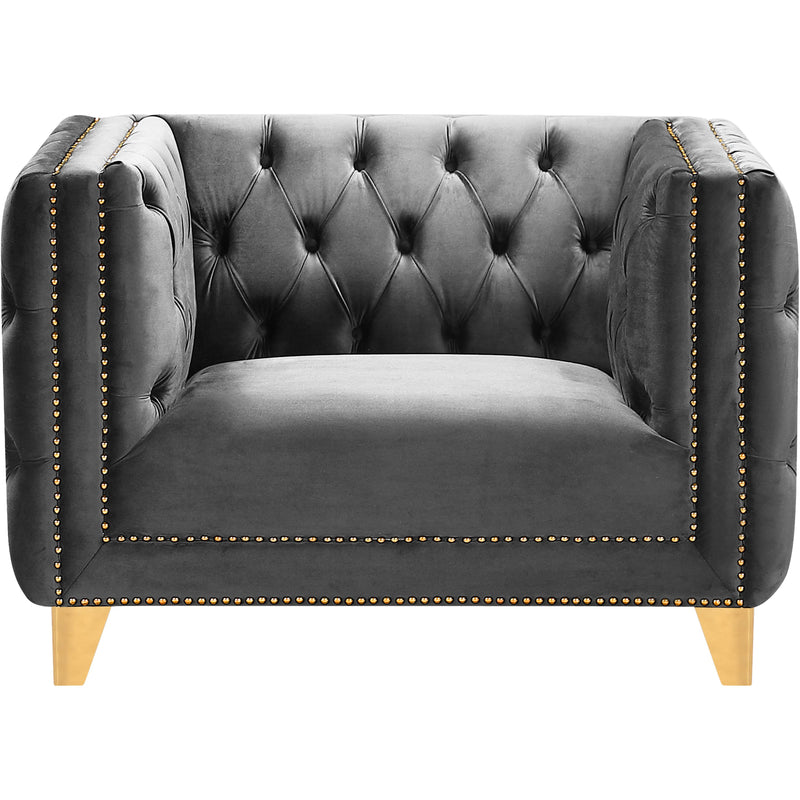 Meridian Michelle Grey Velvet Chair IMAGE 2