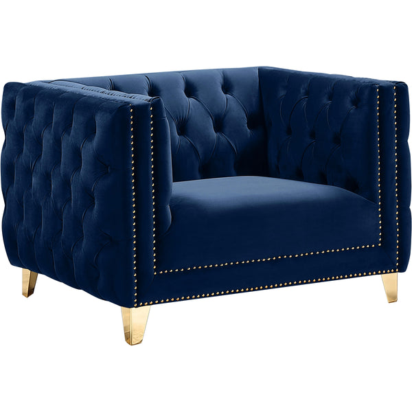 Meridian Michelle Navy Velvet Chair IMAGE 1