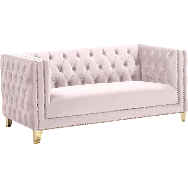 Meridian Michelle Pink Velvet Loveseat IMAGE 1