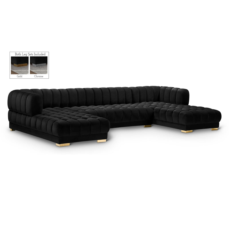 Meridian Gwen Black Velvet 3pc. Sectional (3 Boxes) IMAGE 1