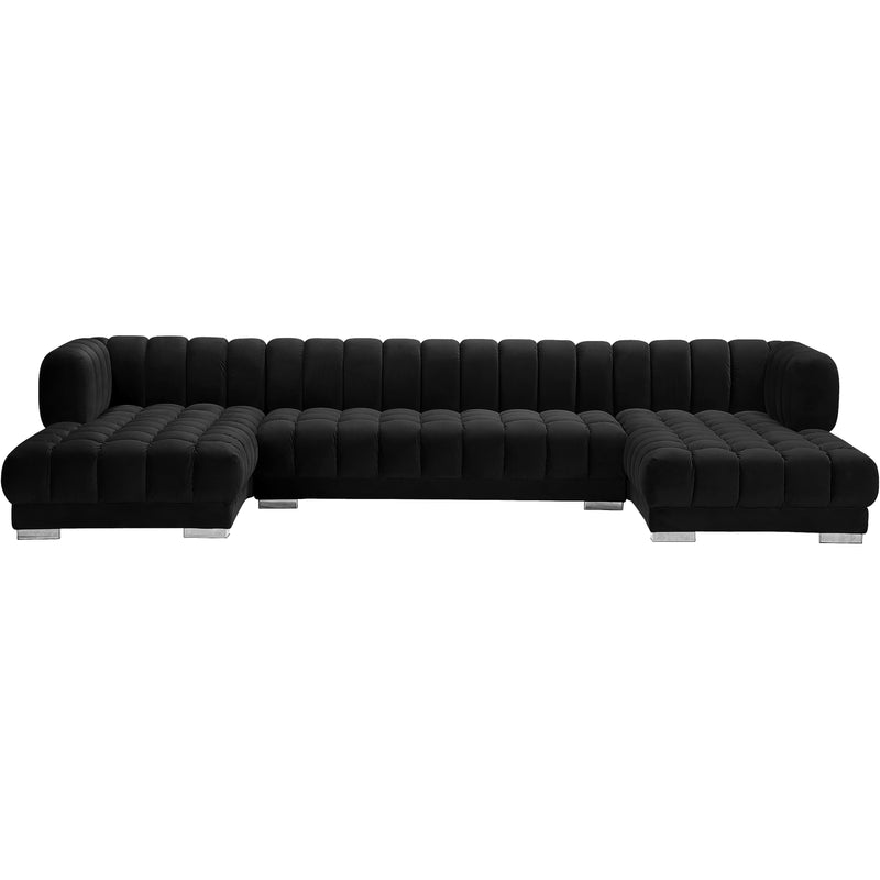 Meridian Gwen Black Velvet 3pc. Sectional (3 Boxes) IMAGE 8