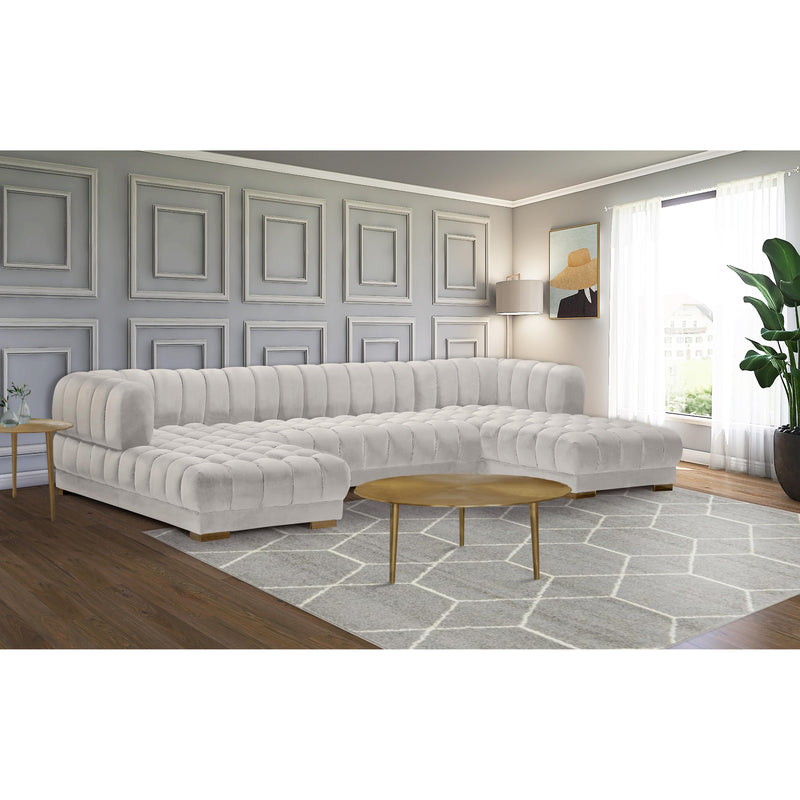 Meridian Gwen Cream Velvet 3pc. Sectional (3 Boxes) IMAGE 12