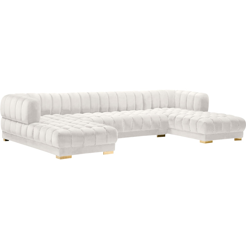 Meridian Gwen Cream Velvet 3pc. Sectional (3 Boxes) IMAGE 1