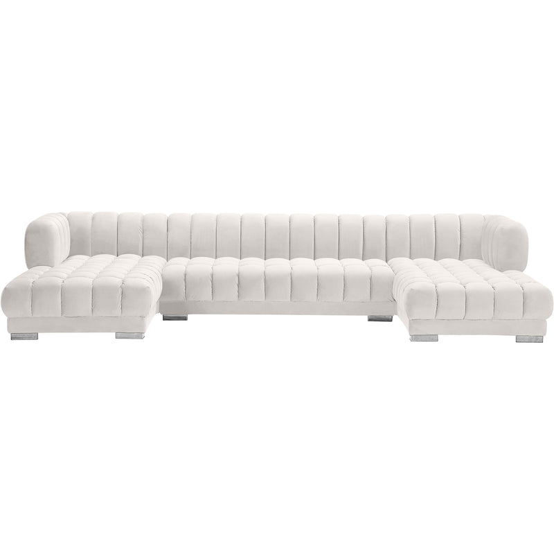 Meridian Gwen Cream Velvet 3pc. Sectional (3 Boxes) IMAGE 4