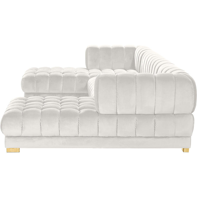 Meridian Gwen Cream Velvet 3pc. Sectional (3 Boxes) IMAGE 5