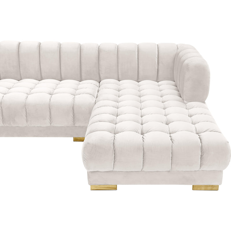 Meridian Gwen Cream Velvet 3pc. Sectional (3 Boxes) IMAGE 7