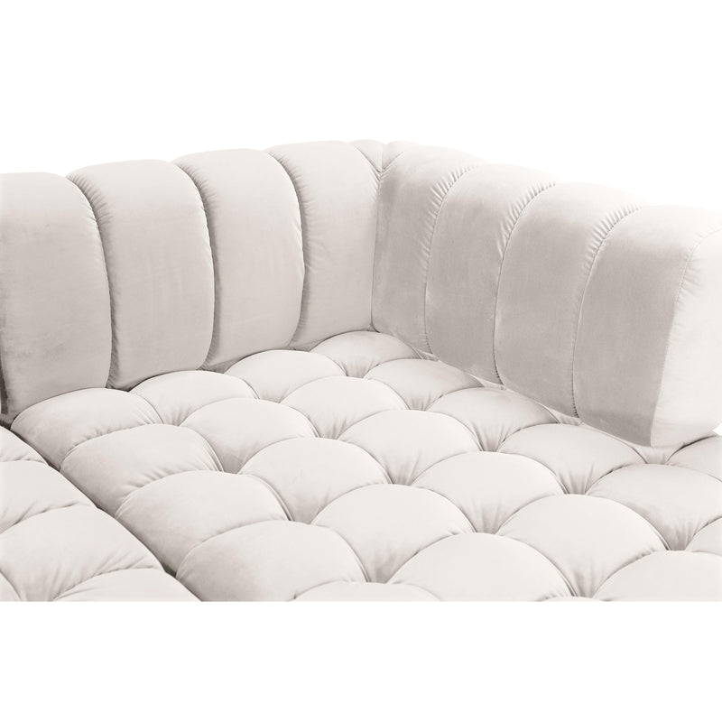 Meridian Gwen Cream Velvet 3pc. Sectional (3 Boxes) IMAGE 8