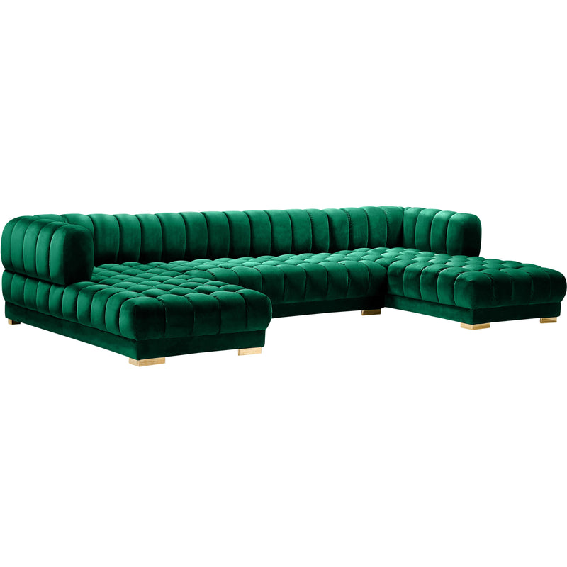 Meridian Gwen Green Velvet 3pc. Sectional (3 Boxes) IMAGE 1