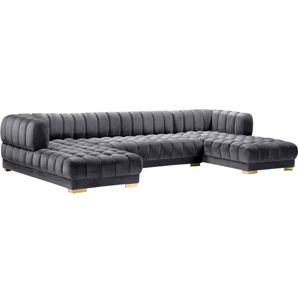 Meridian Gwen Grey Velvet 3pc. Sectional (3 Boxes) IMAGE 1