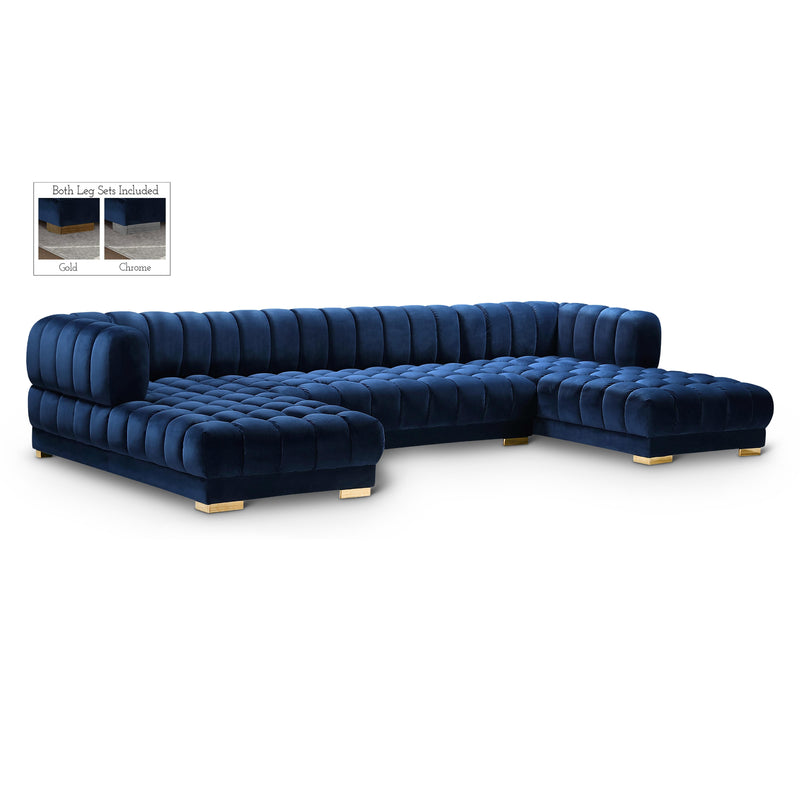 Meridian Gwen Navy Velvet 3pc. Sectional (3 Boxes) IMAGE 1
