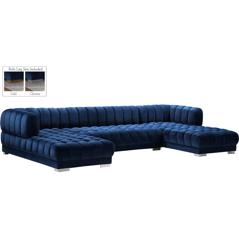 Meridian Gwen Navy Velvet 3pc. Sectional (3 Boxes) IMAGE 2