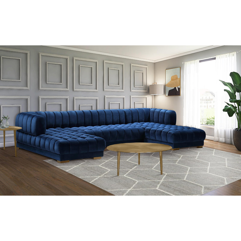 Meridian Gwen Navy Velvet 3pc. Sectional (3 Boxes) IMAGE 3