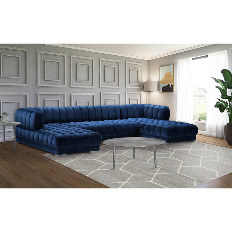 Meridian Gwen Navy Velvet 3pc. Sectional (3 Boxes) IMAGE 4