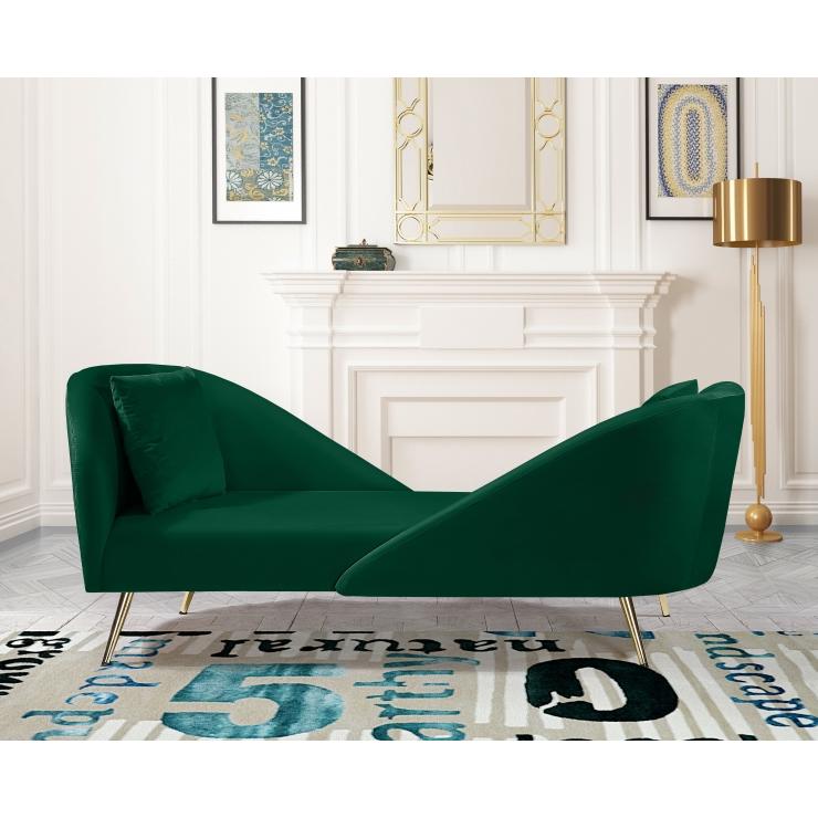 Meridian Nolan Green Velvet Chaise IMAGE 11