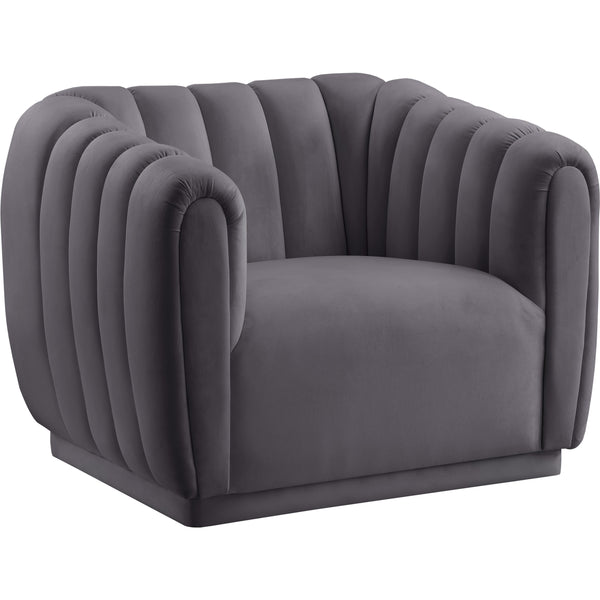 Meridian Dixie Grey Velvet Chair IMAGE 1