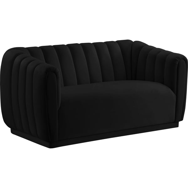 Meridian Dixie Black Velvet Loveseat IMAGE 1