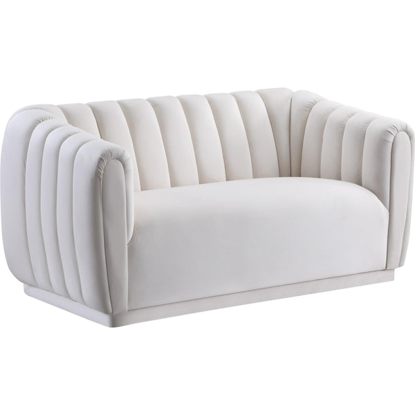 Meridian Dixie Cream Velvet Loveseat IMAGE 1