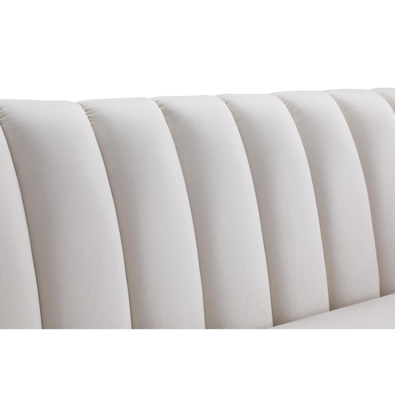 Meridian Dixie Cream Velvet Loveseat IMAGE 5