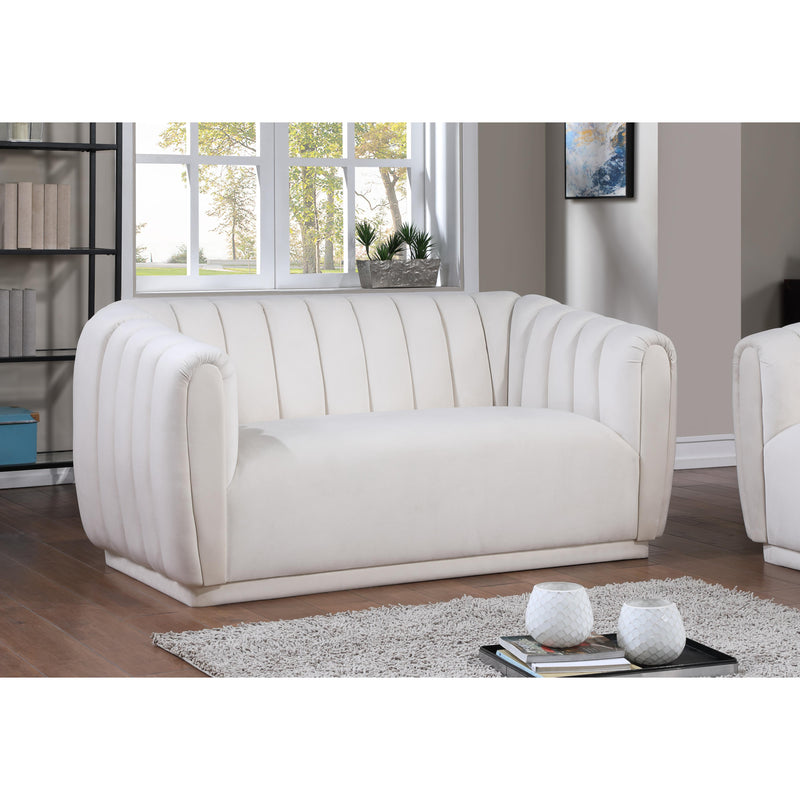 Meridian Dixie Cream Velvet Loveseat IMAGE 6