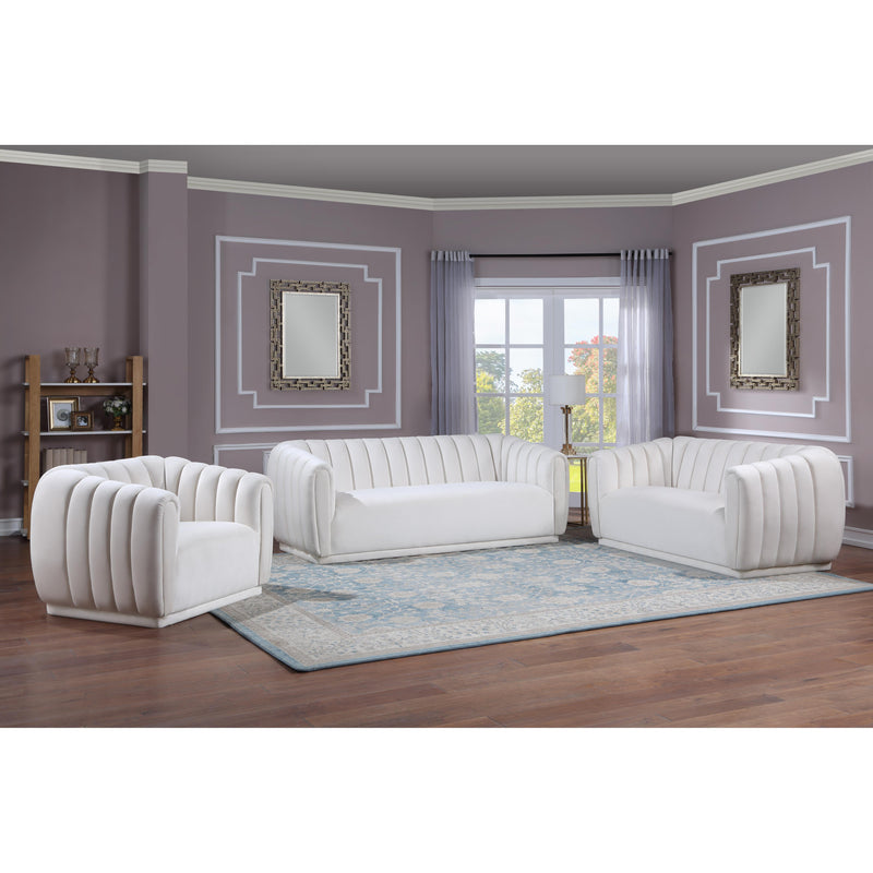 Meridian Dixie Cream Velvet Loveseat IMAGE 7