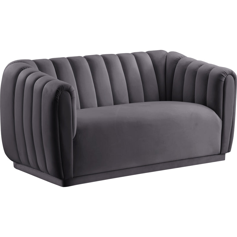 Meridian Dixie Grey Velvet Loveseat IMAGE 1