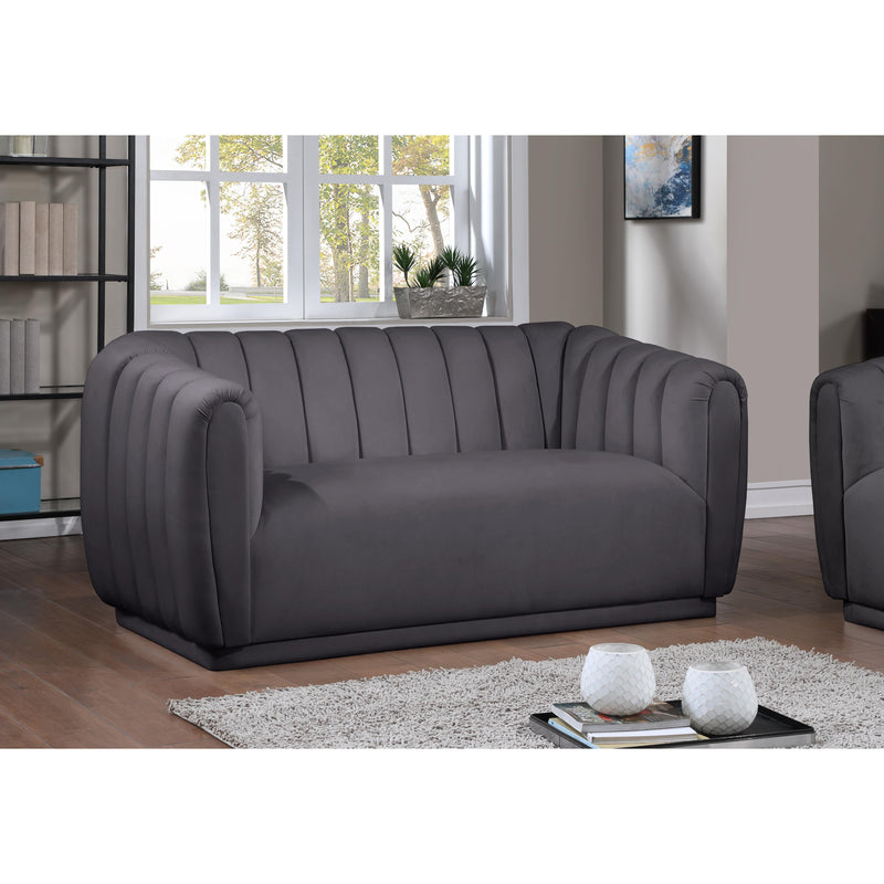 Meridian Dixie Grey Velvet Loveseat IMAGE 6