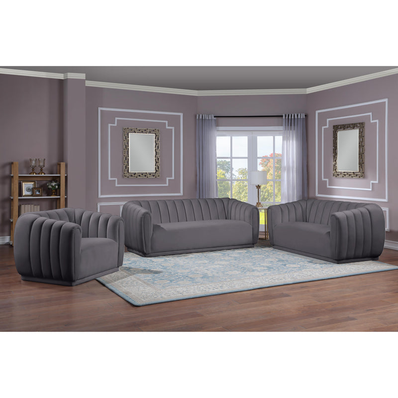 Meridian Dixie Grey Velvet Loveseat IMAGE 7