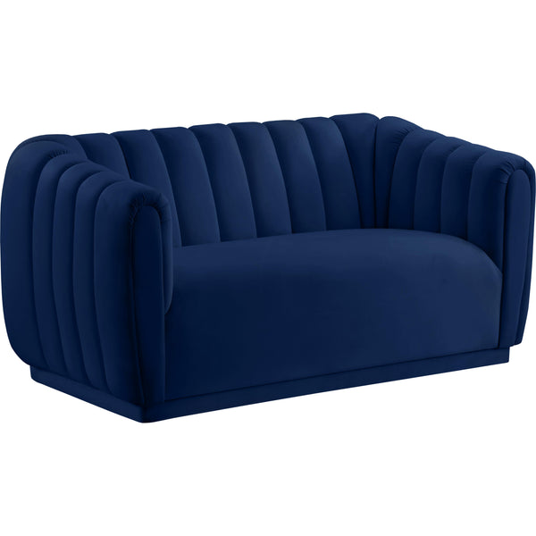 Meridian Dixie Navy Velvet Loveseat IMAGE 1