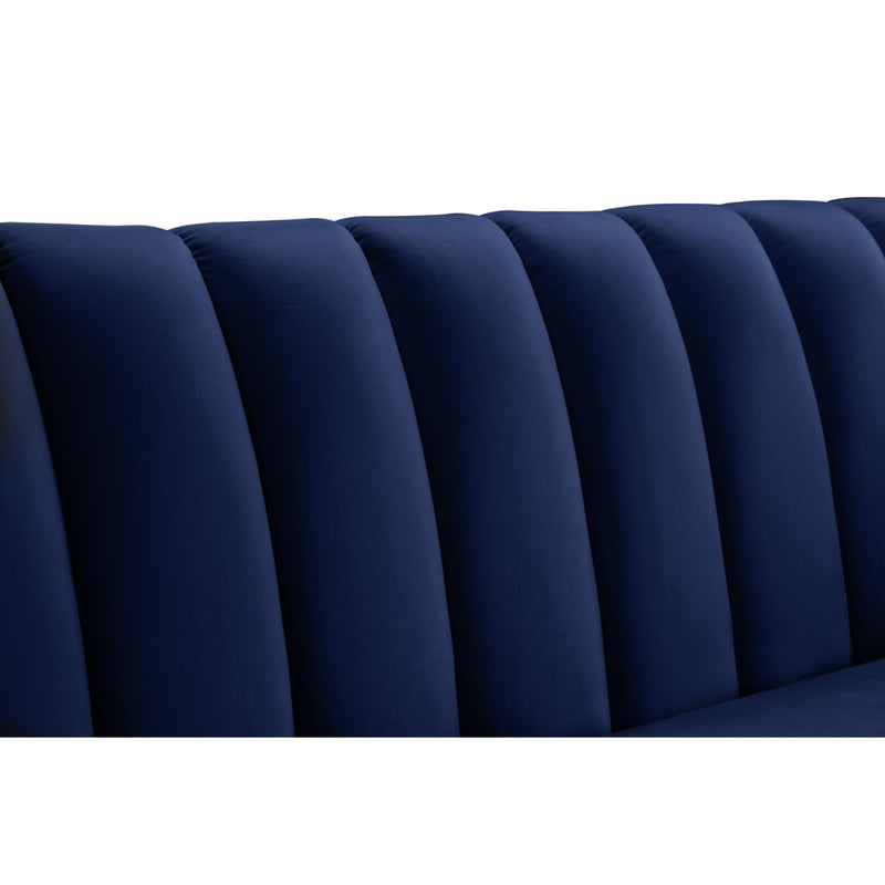 Meridian Dixie Navy Velvet Loveseat IMAGE 5