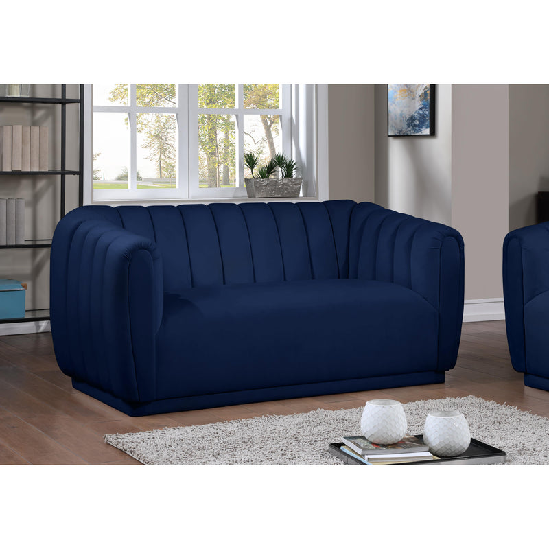 Meridian Dixie Navy Velvet Loveseat IMAGE 6