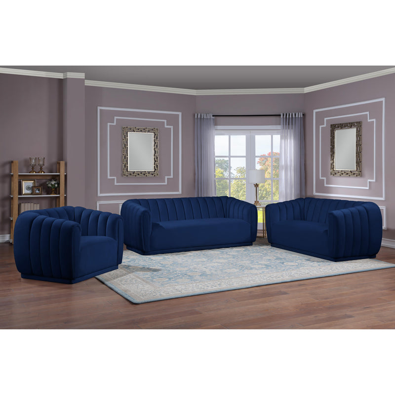 Meridian Dixie Navy Velvet Loveseat IMAGE 7