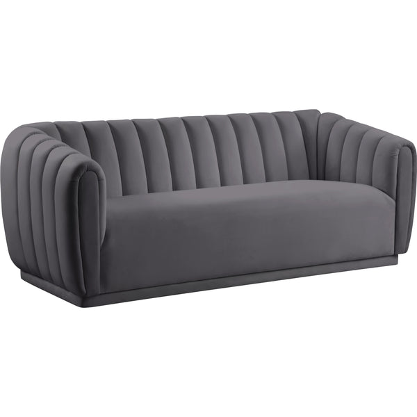 Meridian Dixie Grey Velvet Sofa IMAGE 1