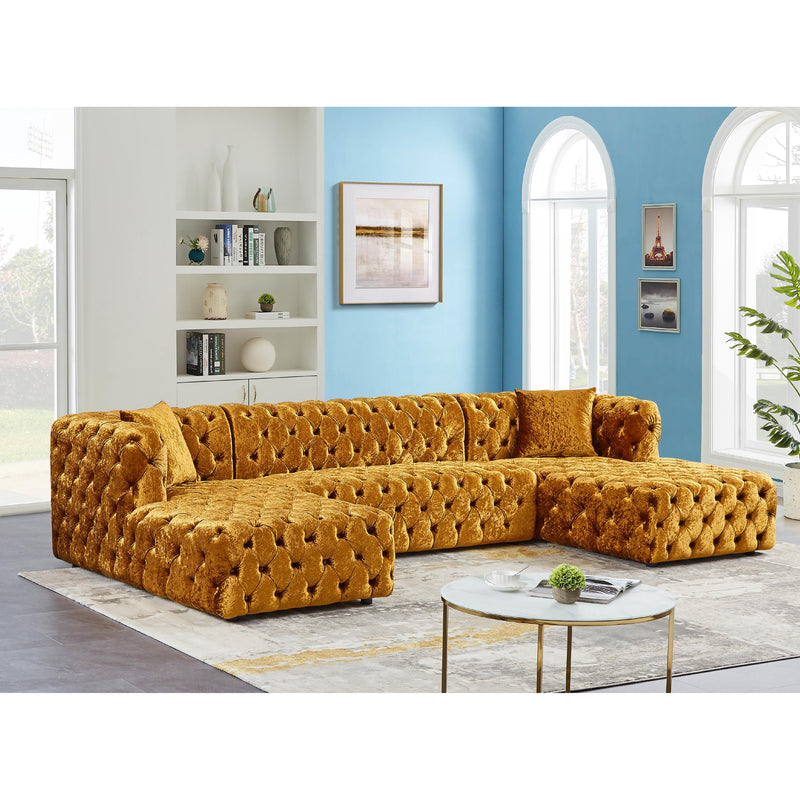 Meridian Coco Gold Velvet 3pc. Sectional (3 Boxes) IMAGE 2