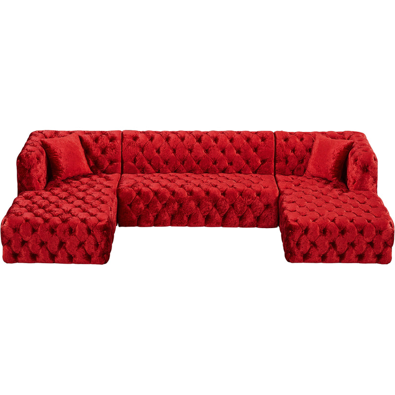 Meridian Coco Red Velvet 3pc. Sectional (3 Boxes) IMAGE 5