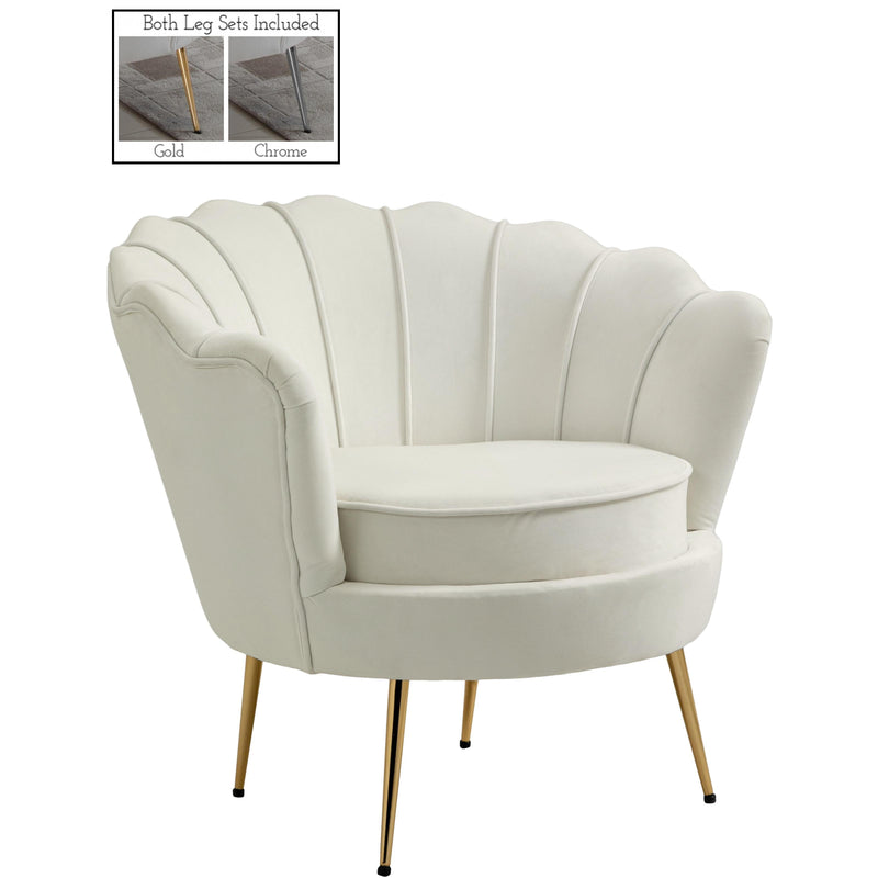 Meridian Gardenia Cream Velvet Chair IMAGE 1